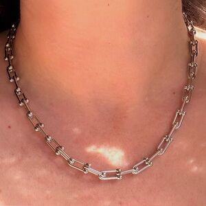 20inch Hardware Graduated Silver U-Link Chain Necklace